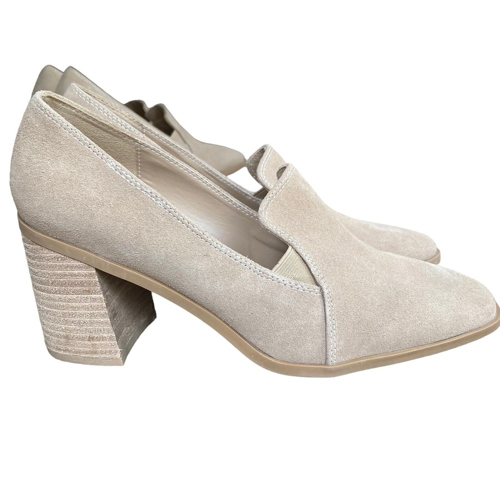 JOIE Size 9 Wevenly Suede Block Heel Closed Toe Shoes Tan New Without Box